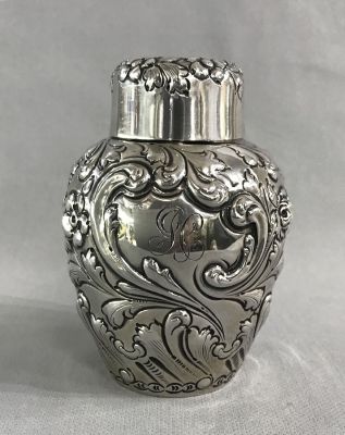 Repousse Sterling Silver Tea Caddy