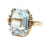 Retro Blue Topaz Solitaire Ring