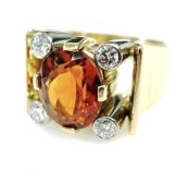 Retro 4.46ct Citrine and Diamond 18kt Ring