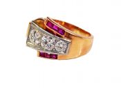 Retro Diamond and Ruby Ring