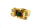 Retro Emerald and Diamond Ring