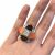 Retro Style Diamond Coral Onyx Ring