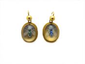Victorian Reverse Crystal Hand Painted Fly Earrings