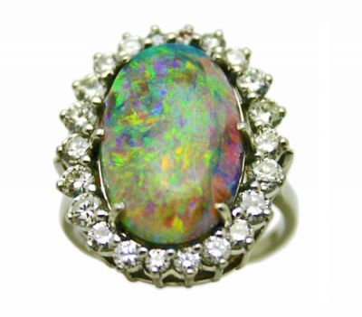 Vintage Opal and Diamond Ring