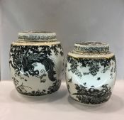 Royal Crown Derby Black Aves Ginger Jars