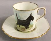 Royal Crown Derby Scottish Terrier Coffee Can & Saucer