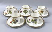 Royal Worcester Hand Painted Coffee Cans and Saucers