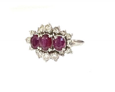 Vintage Ruby and Diamond Cluster Ring