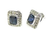 Vintage Sapphire and Diamond Stud Earrings