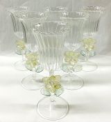 Vintage Clear Venetian Handblown Goblets Set of 6