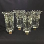 Set of Four Antique Glass Hurricane Shades