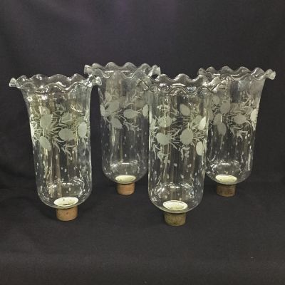Set of Four Antique Glass Hurricane Shades