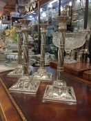 Late Victorian Sterling Silver Column Candlesticks