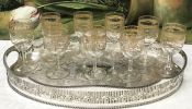 Vintage Acid Etched Sherry/Port Glasses Set of 9