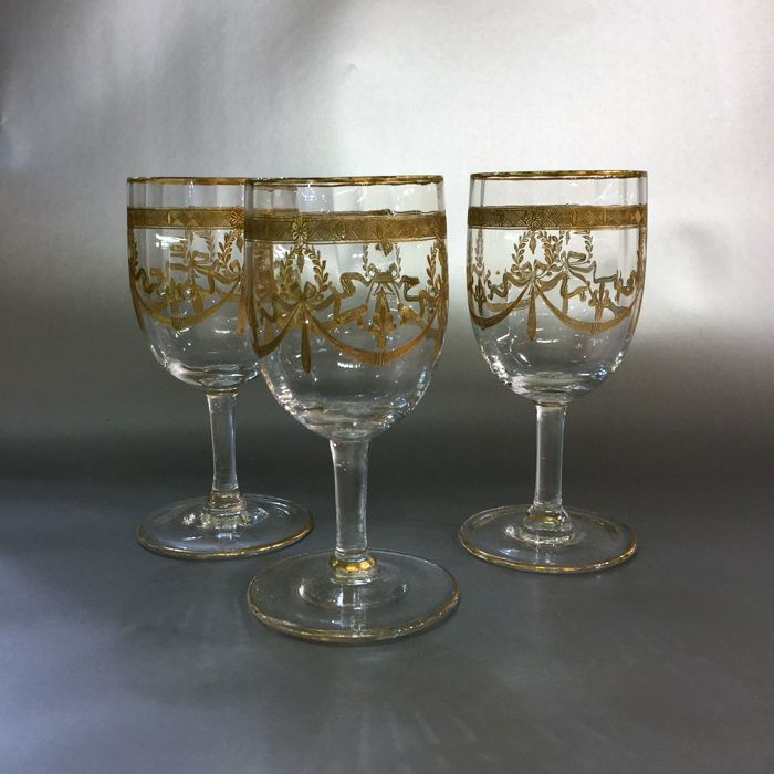 Set of 9 Vintage Acid Etched Sherry/Port Glasses