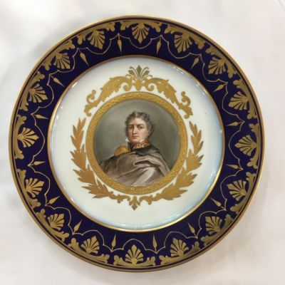 Sevres Hand Painted & Gilded Portrait Cabinet Plate