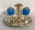 Sheffield Plate With Opaline Glass Inkwell, Stand & Pounce Pot