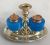 Sheffield Plate With Opaline Glass Inkwell, Stand & Pounce Pot