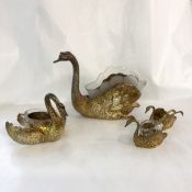 Silver Gilt Swan Condiment Set