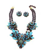 Stanley Hagler Turquoise Floral Parure
