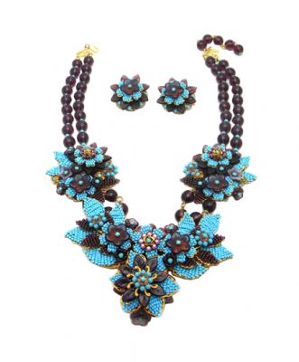 Stanley Hagler Turquoise Floral Parure