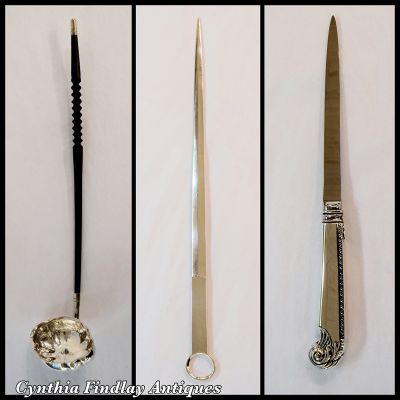 Sterling Silver Toddy Ladle - Georgian Silver Plate Meat Skewer - Vintage Birks George II Sterling Silver Handled Letter Opener