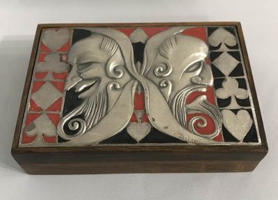 Sterling Silver & Enamel Top Rosewood Box