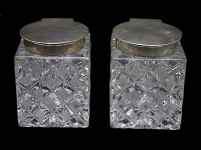 Sterling and Crystal Inkwells