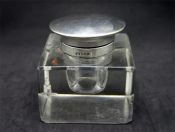 Sterling and Glass Inkwell