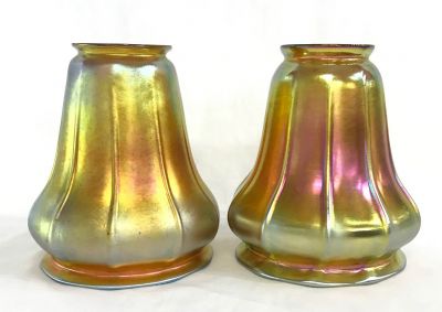 Steuben Gold Aurene Bell Shades, Steuben Glass Works