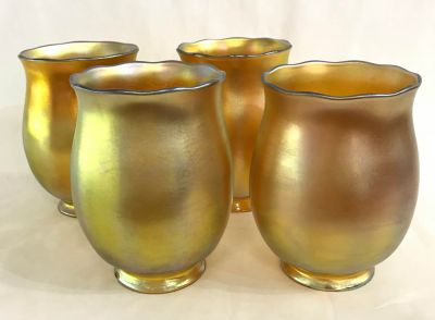 Steuben Gold Aurene Bell Shades, Steuben Glass Works