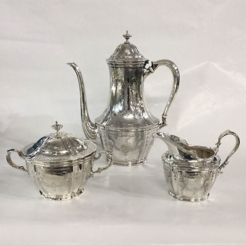Tiffany & Co. Vintage Sterling Silver Three Piece Coffee Service