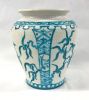 Turquoise On Cream Faience Art Pottery Vase, circa 1920-30s