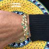 Turquoise and Pearl Floral Bracelet in 14kt Yellow Gold
