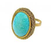 Vintage 12.46ct Turquoise 18kt Ring