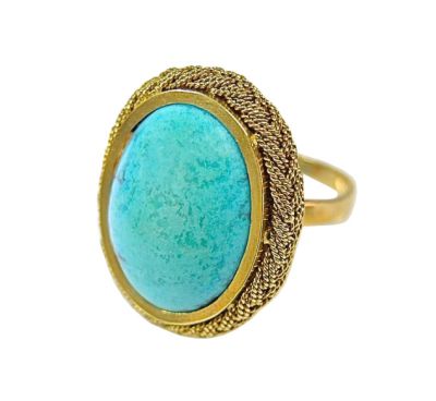 Vintage 12.46ct Turquoise 18kt Ring