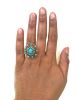 Vintage .98ct Turquoise Cluster 18kt Ring