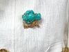 Vintage Carved Turquoise Filigree Floral Brooch