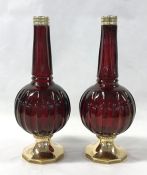 Unsigned Moser Ruby Glass Bulbous Vases