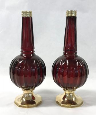 Unsigned Moser Ruby Glass Bulbous Vases