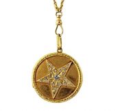 Vintage Diamond Star Medallion Locket with Chain