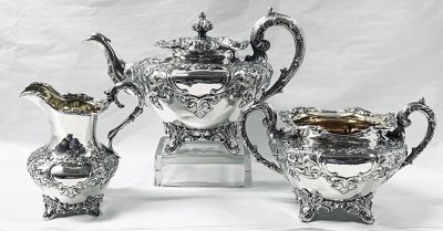 Early Victorian Sterling Silver James & Walter Marshall Tea set, Edinburgh 1839