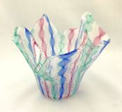 Venini Glass Multi Colour Ribbons “Fazzoletto” (Handkerchief) Bowl