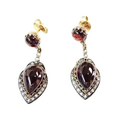 Victorian Garnet and Diamond Drop Earrings