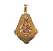 Victorian Freshwater Pearl, Seed Pearl and Ruby Locket