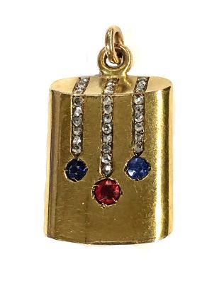Victorian Red Spinel Blue Sapphire and Diamond Pendant Locket