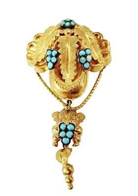 Victorian Turquoise Brooch Earrings Set