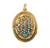 Victorian Turquoise and Seed Pearl Locket
