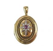 Victorian Ruby and Seed Pearl Locket