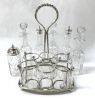 Victorian 6 Bottle Cruet Stand With Original Cut Glass Bottles